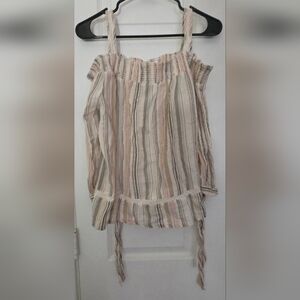 LC Lauren Conrad Women's Striped Blouse in Pink and Cream